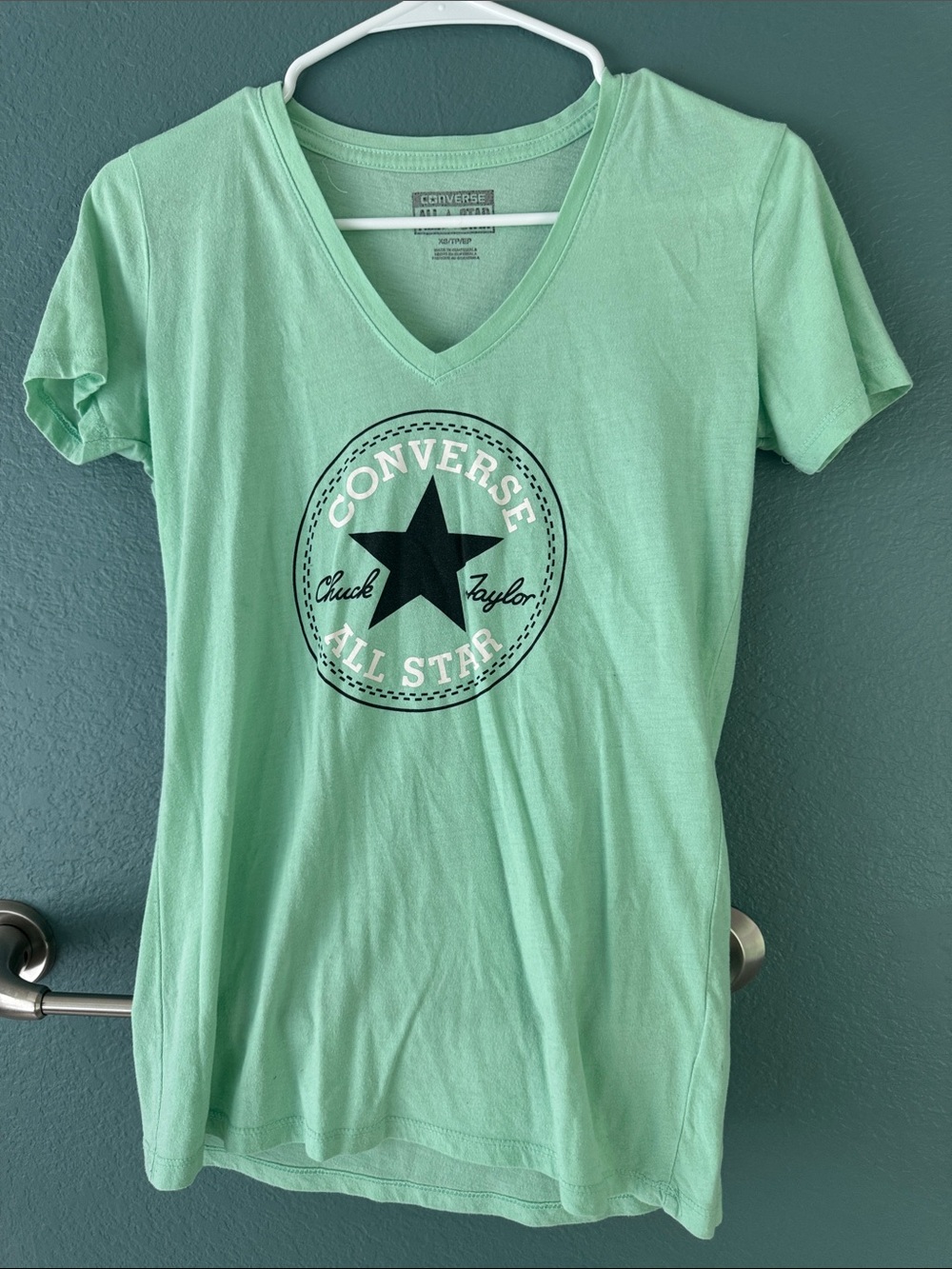 Converse Women's Mint Green V-Neck All Star Tee